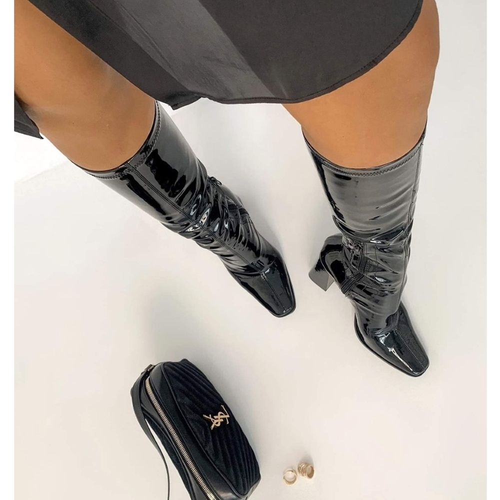 𝙇𝙖𝙨𝙩 𝙎𝙞𝙯 9🖤Downtown Muse Patent Boot - BLACK PATENT - Picture 11 of 12